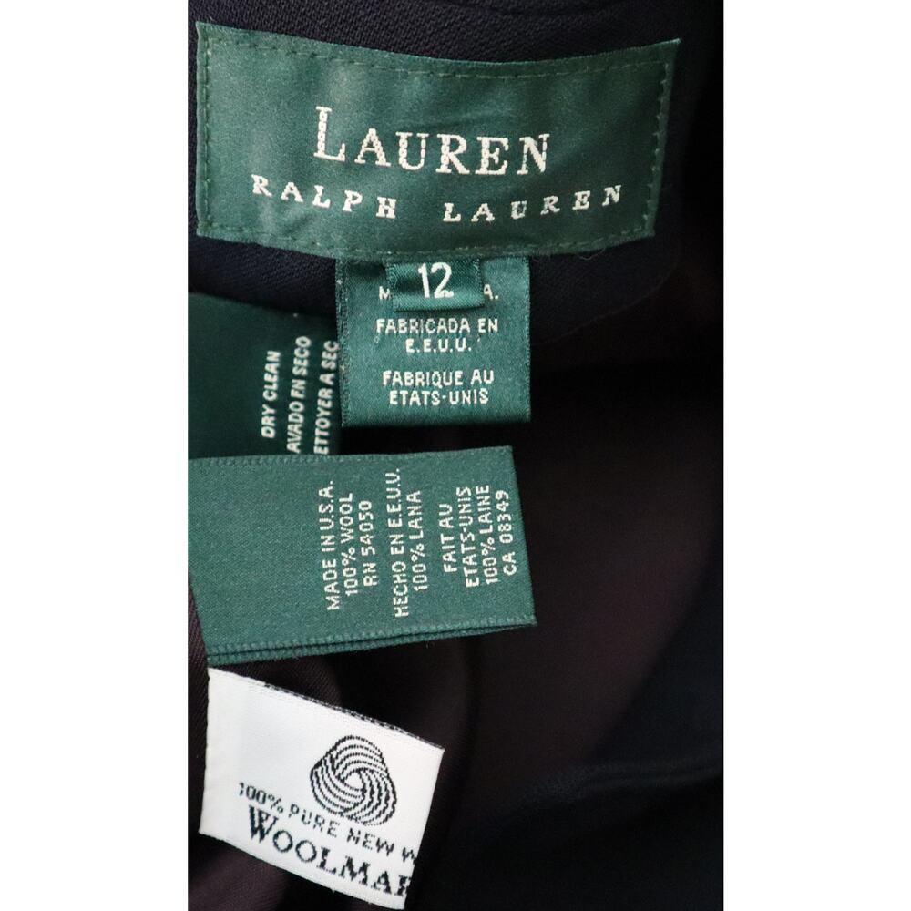 Ralph Lauren Vintage 90s Navy Blue Wool Blazer Stand Mandarin Collar Womens 12 - Picture 7 of 8